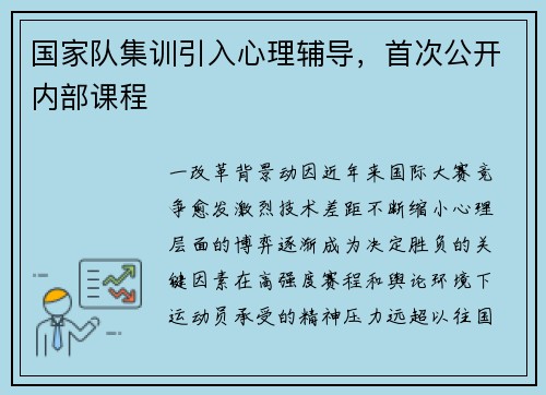 国家队集训引入心理辅导，首次公开内部课程